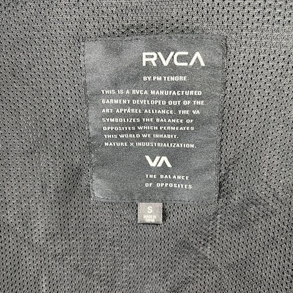 RVCA Windbreaker Mens S Black Stow Hood Full Zip Shell Skater Streetwear Bomber - Picture 3 of 8
